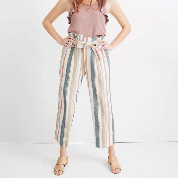 NWT Madewell  crop pants in stripe - Picture 1 of 6